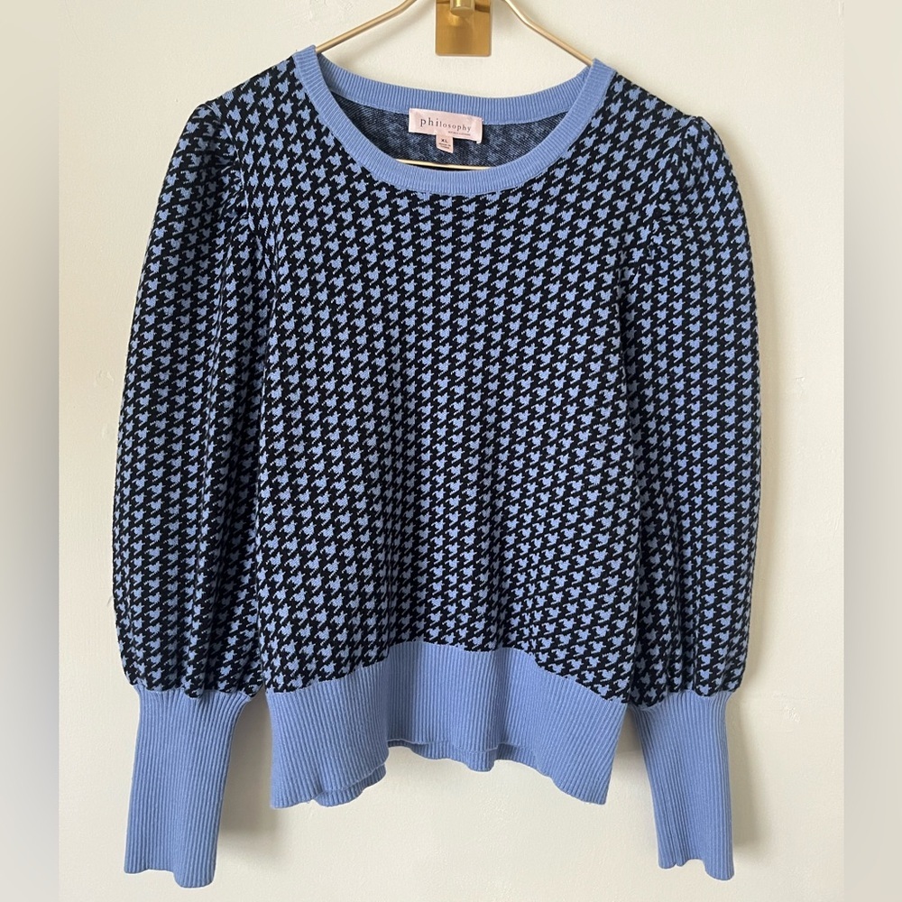 Philosophy casual office minimalist  Houndstooth Crewneck Sweater XL